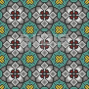 Glass Mosaic Repeating Pattern Module: Gray Flowers